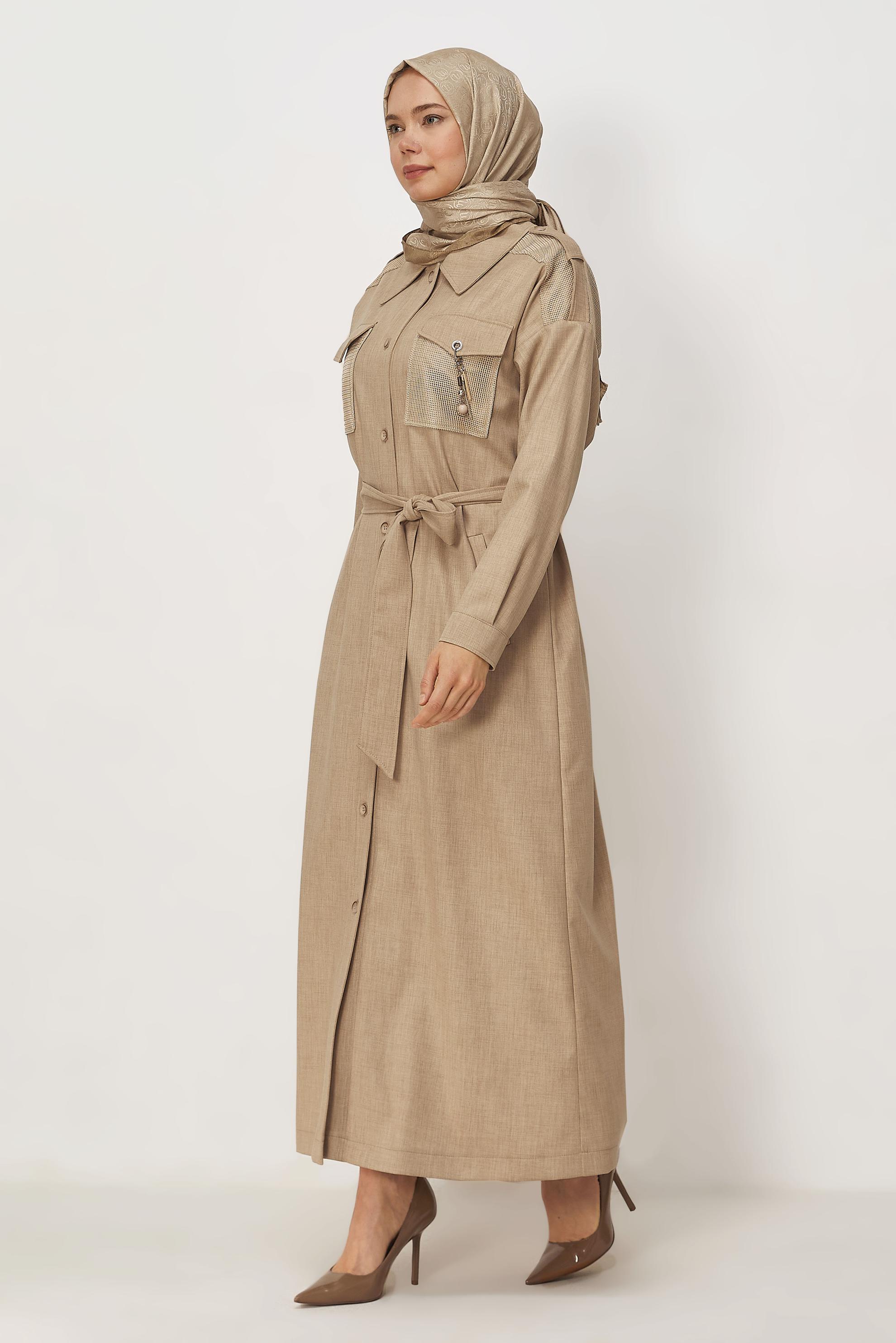Hijab clothing BEIGE BELTED JACKET 46532