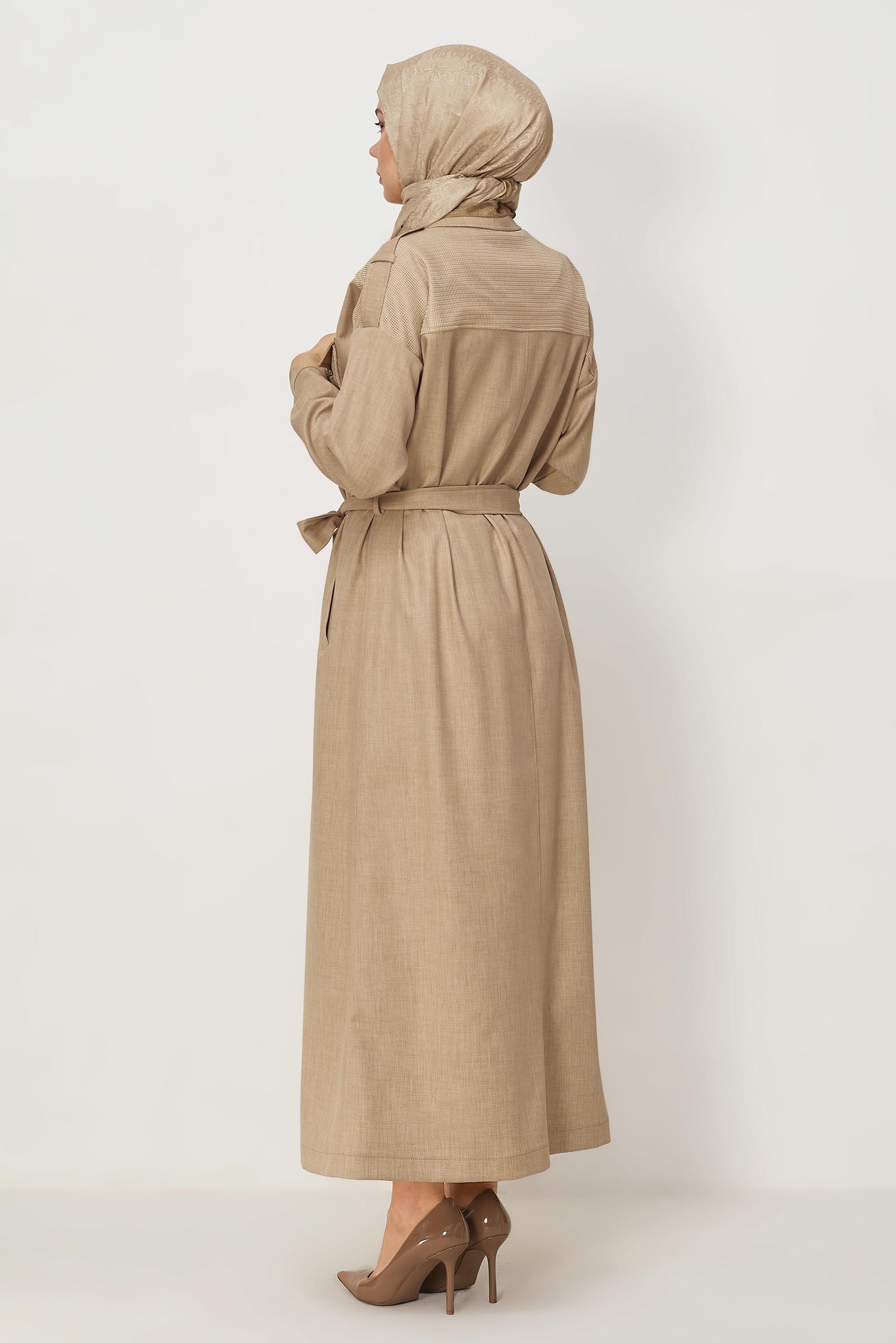 Hijab clothing BEIGE BELTED JACKET 46532