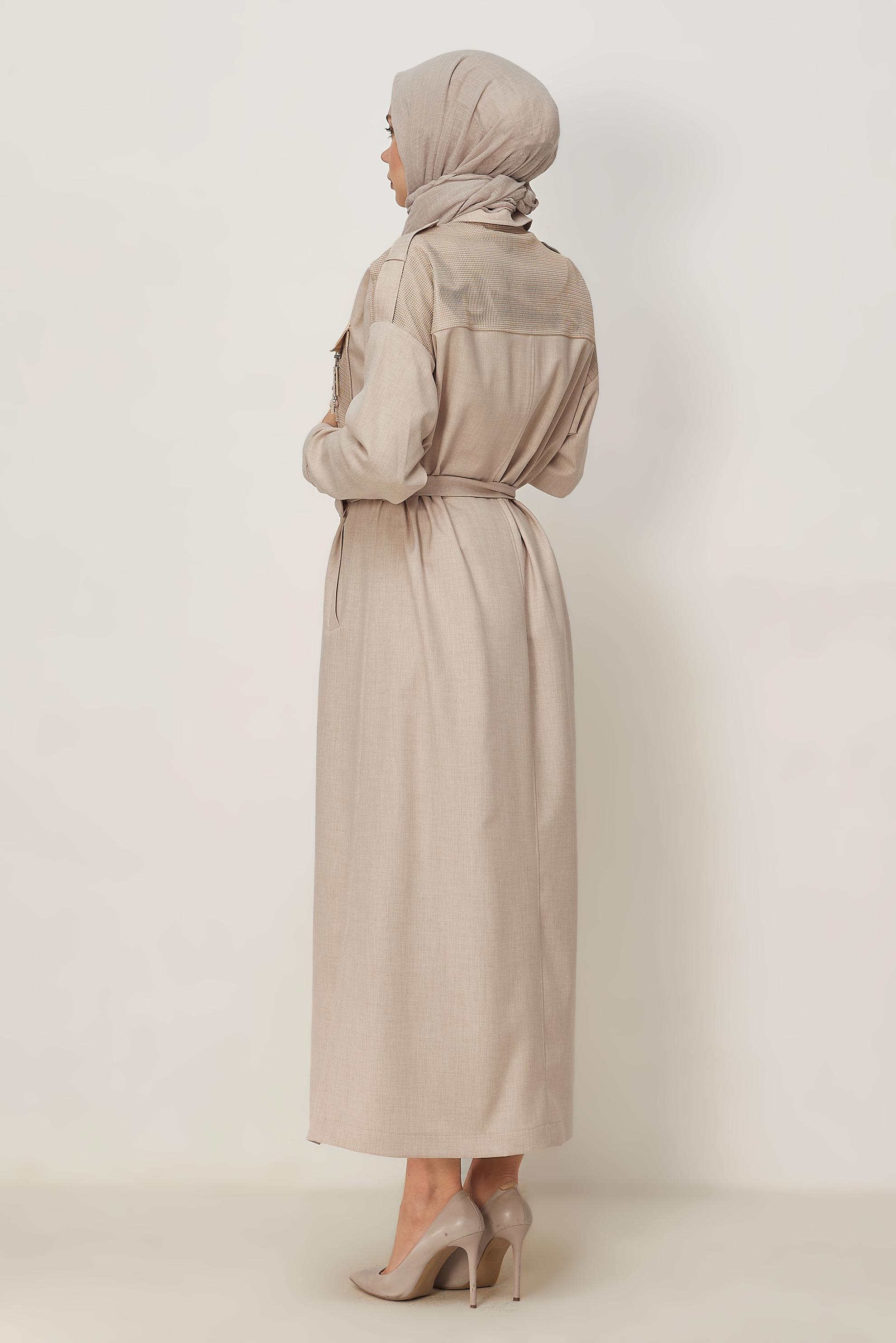 Hijab clothing BEIGE BELTED JACKET 46532