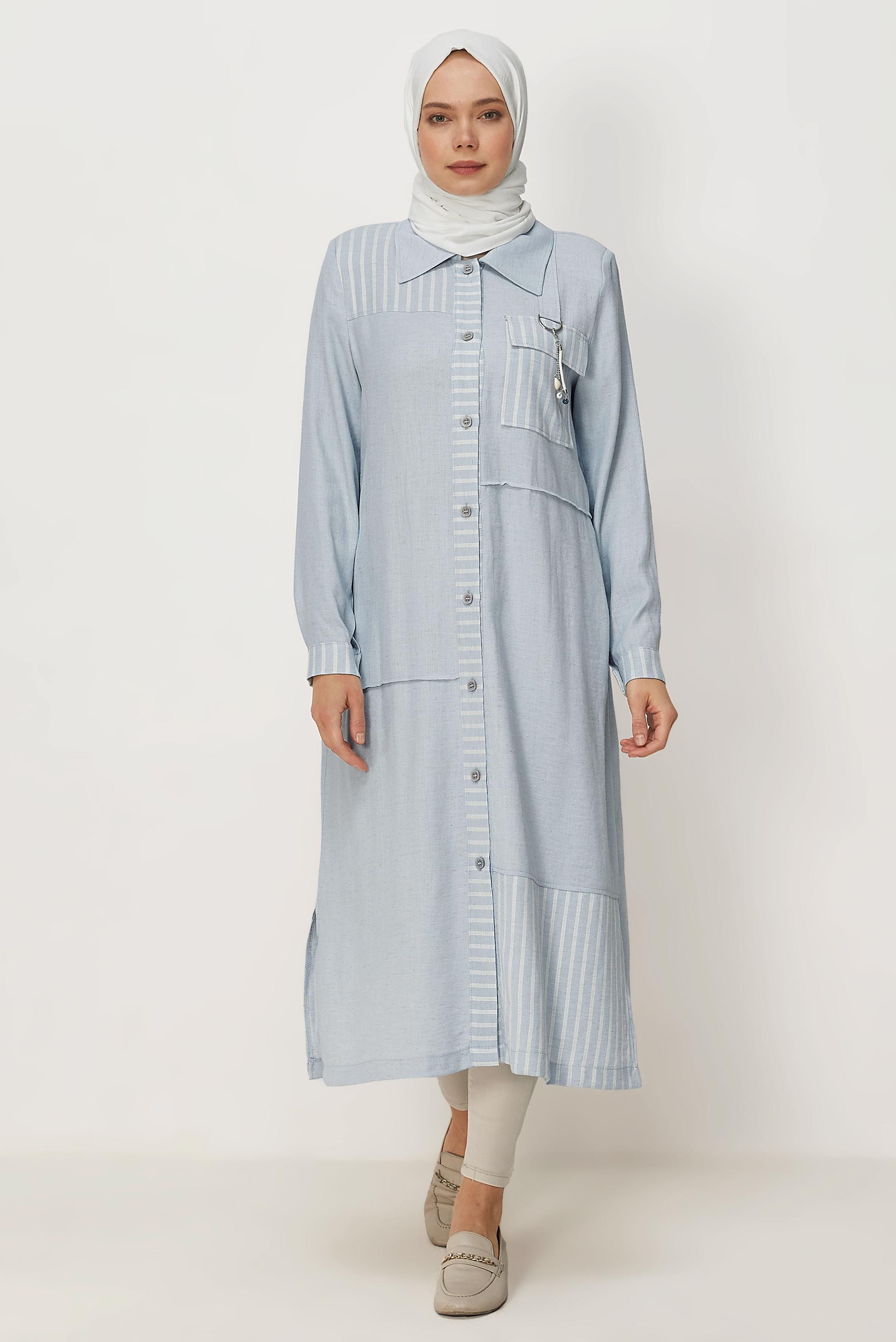Hijab clothing BLUE SHIRT COLLAR JACKET 46534