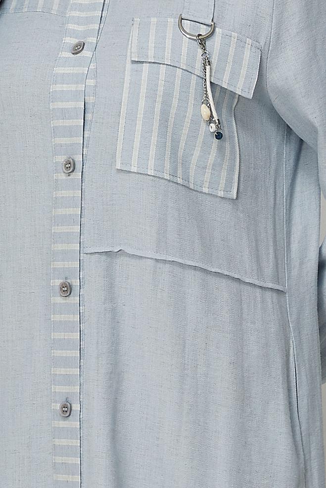 Hijab clothing BLUE SHIRT COLLAR JACKET 46534 - ALVİNA