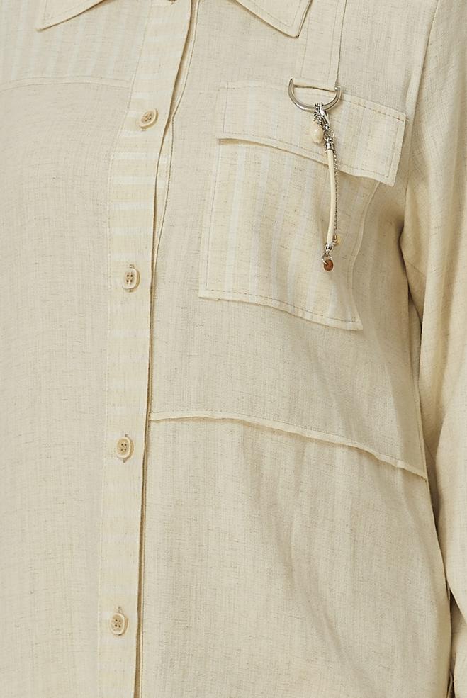Hijab clothing BEIGE SHIRT COLLAR JACKET 46534 - ALVİNA