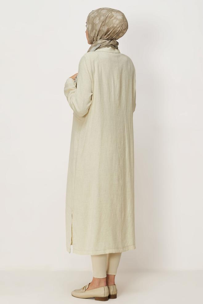 Hijab clothing BEIGE SHIRT COLLAR JACKET 46534 - ALVİNA