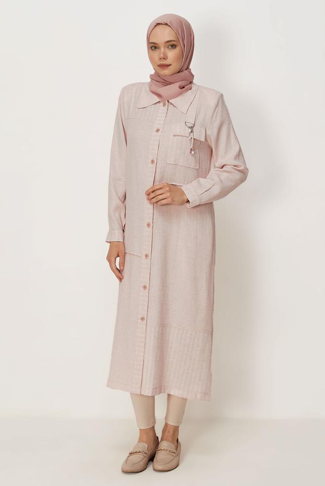Hijab clothing PINK SHIRT COLLAR JACKET 46534 - ALVİNA
