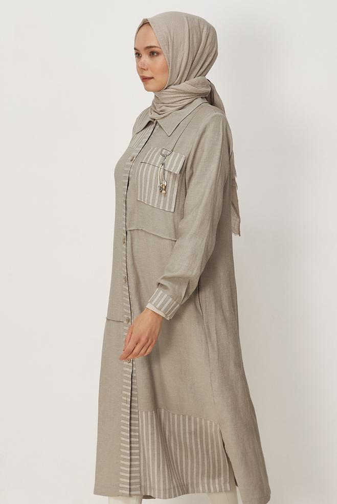 Hijab clothing MINK SHIRT COLLAR JACKET 46534 - ALVİNA