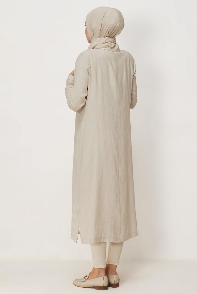 Hijab clothing BEIGE SHIRT COLLAR JACKET 46534 - ALVİNA