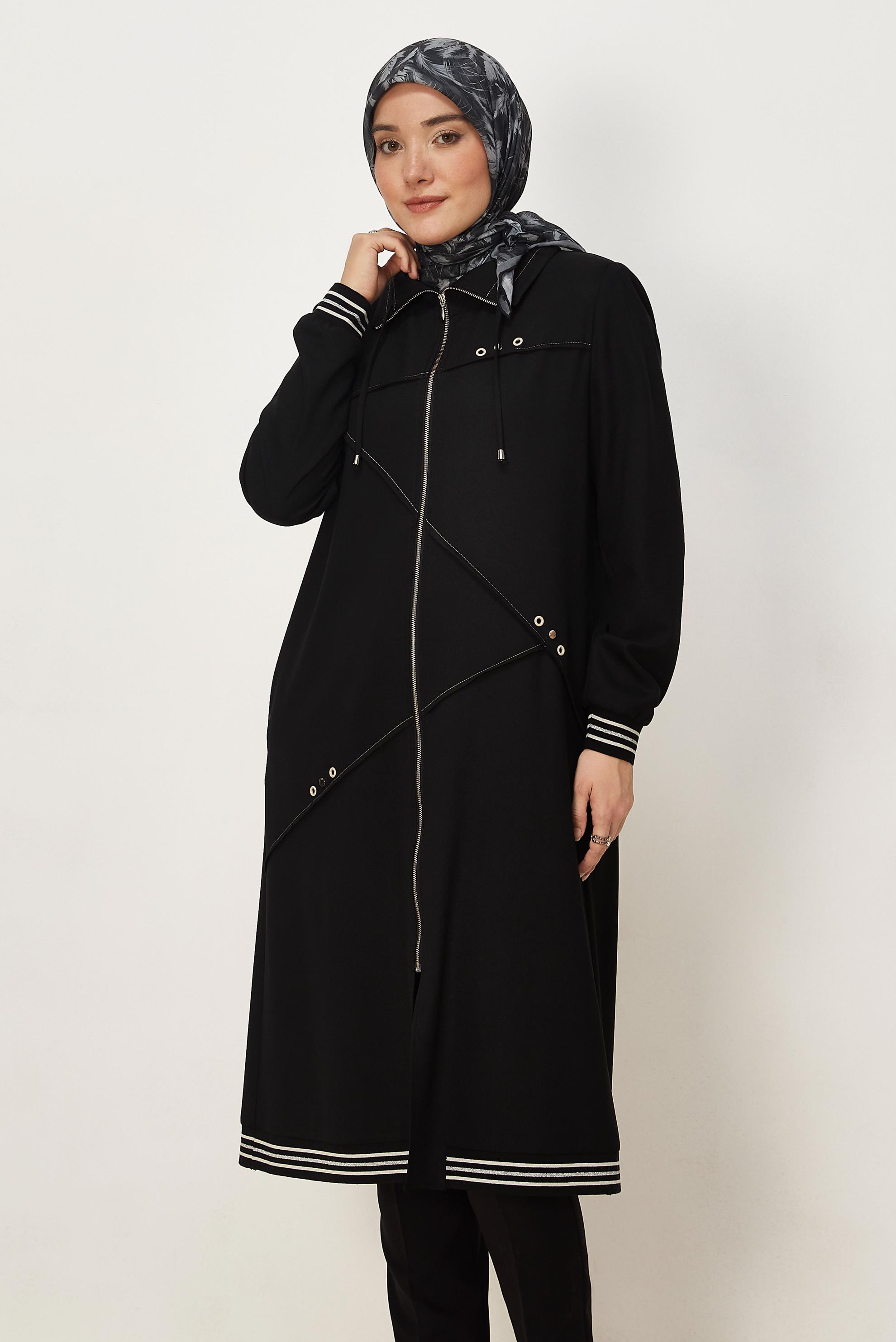 Tesettür giyim SİYAH FERMUARLI GİY ÇIK 46609