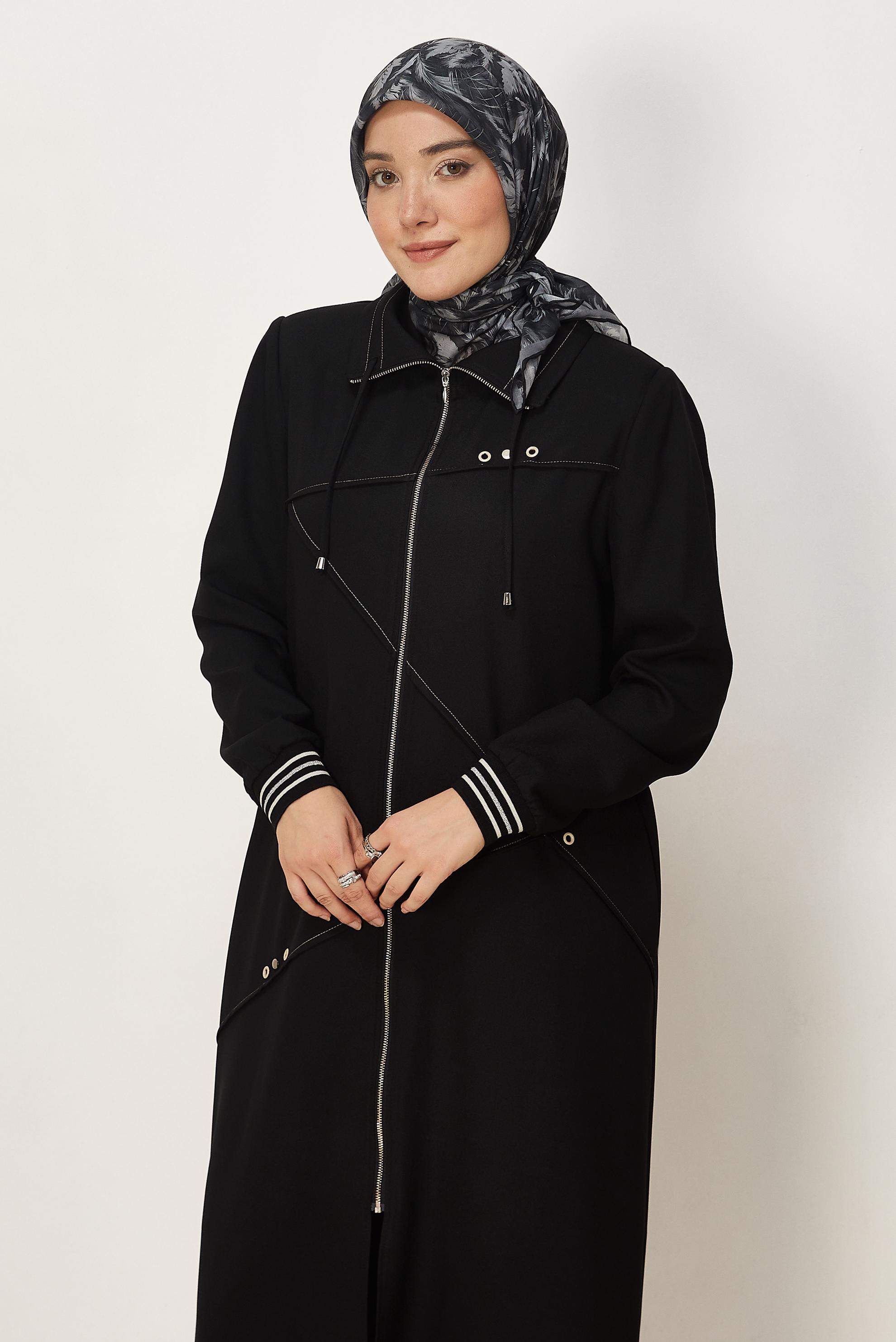 Tesettür giyim SİYAH FERMUARLI GİY ÇIK 46609