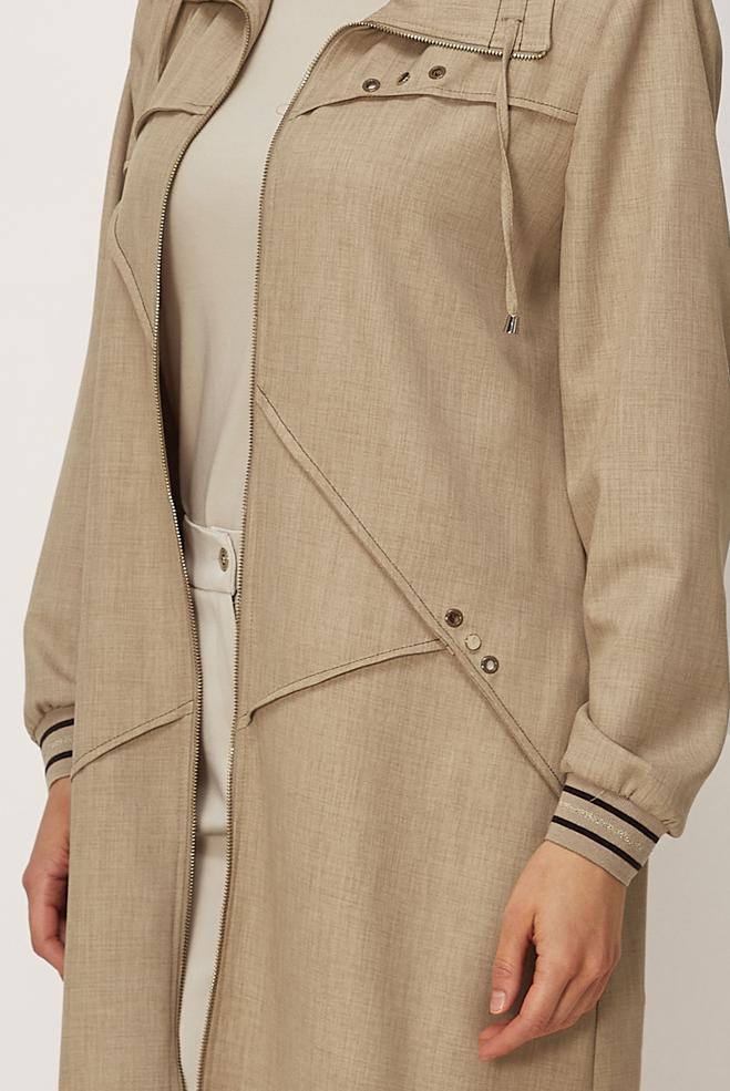 Hijab clothing BEIGE ZIPPERED JACKET 46609 - ALVİNA