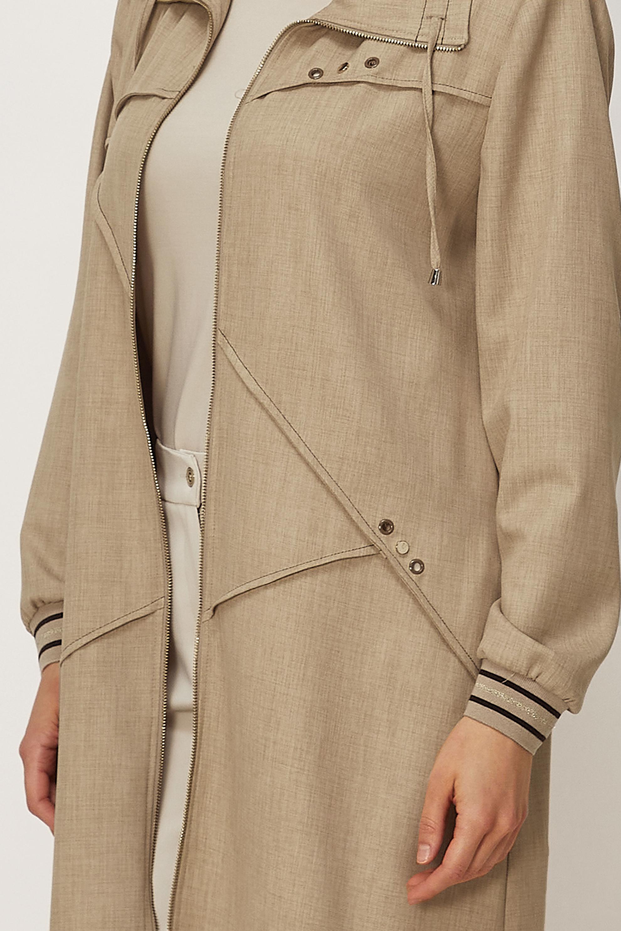 Hijab clothing BEIGE ZIPPERED JACKET 46609
