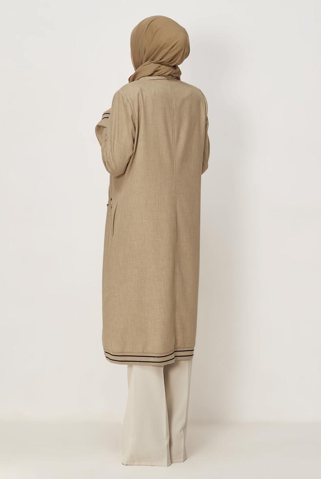Hijab clothing BEIGE ZIPPERED JACKET 46609 - ALVİNA