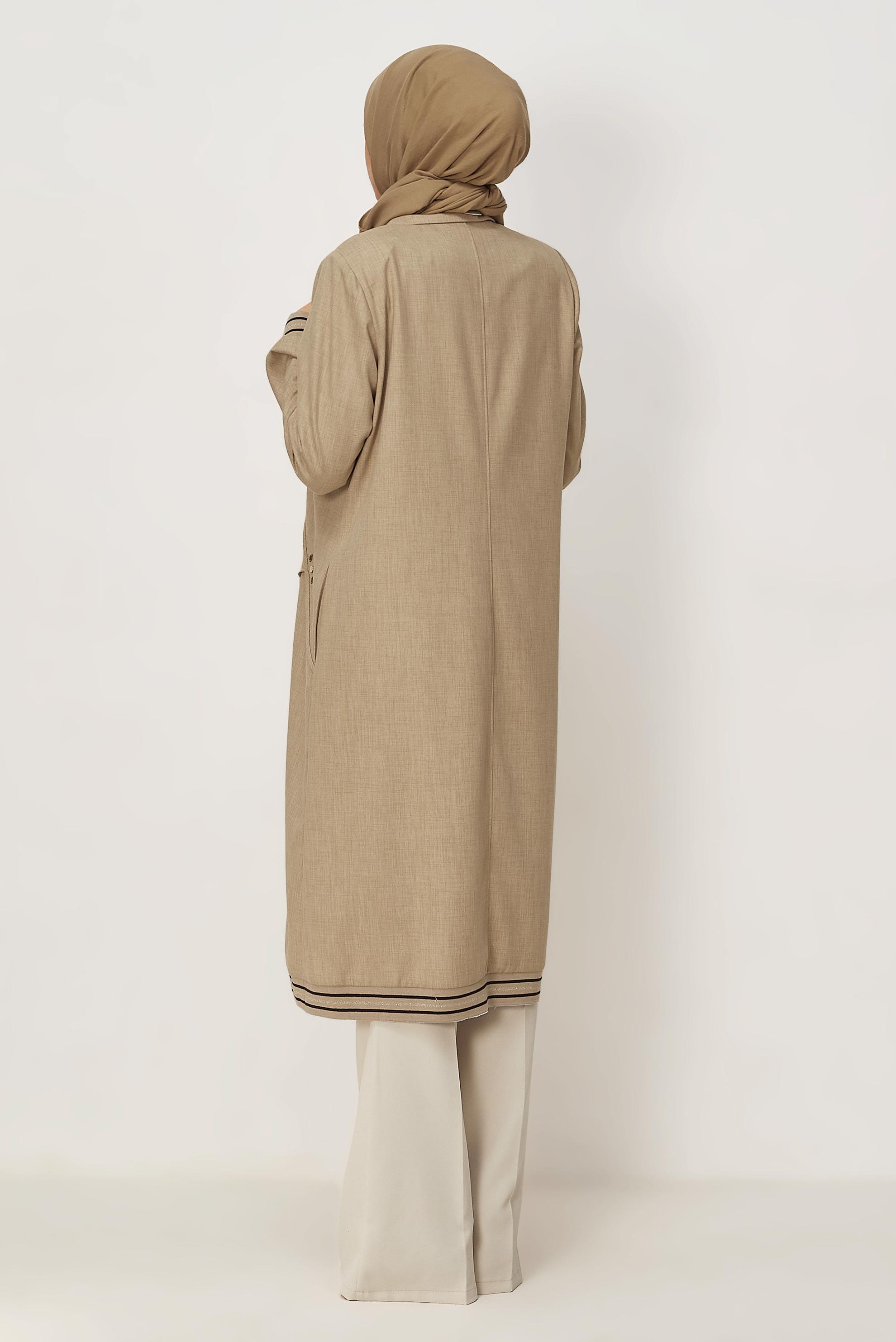 Hijab clothing BEIGE ZIPPERED JACKET 46609
