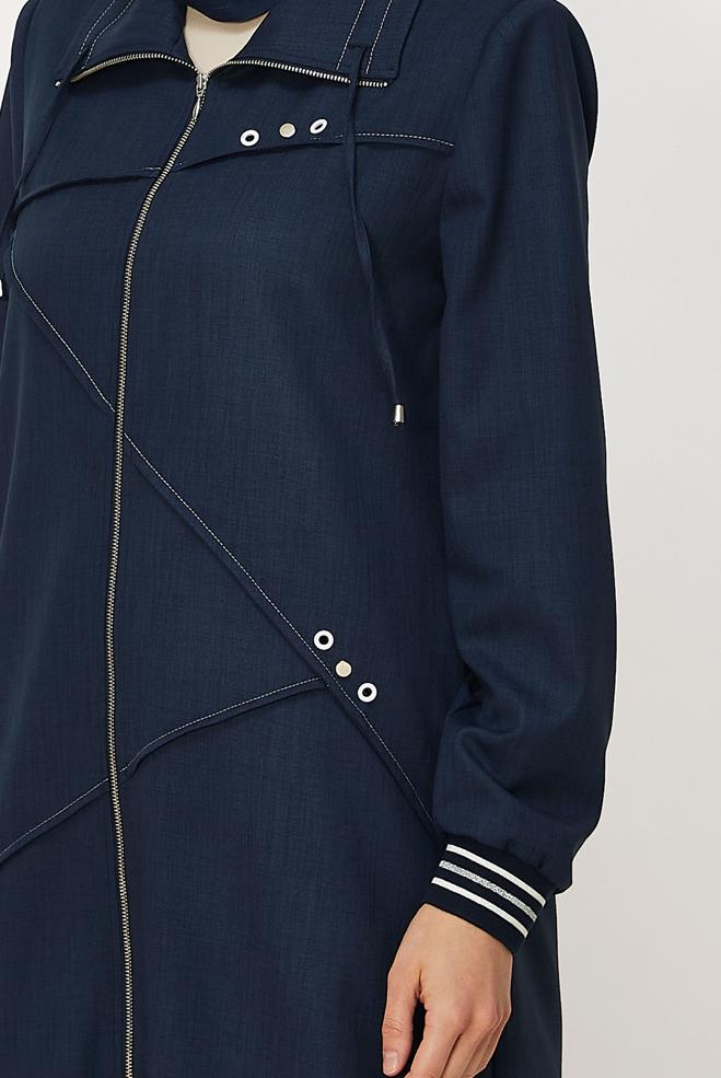 Hijab clothing NAVY BLUE ZIPPERED JACKET 46609 - ALVİNA