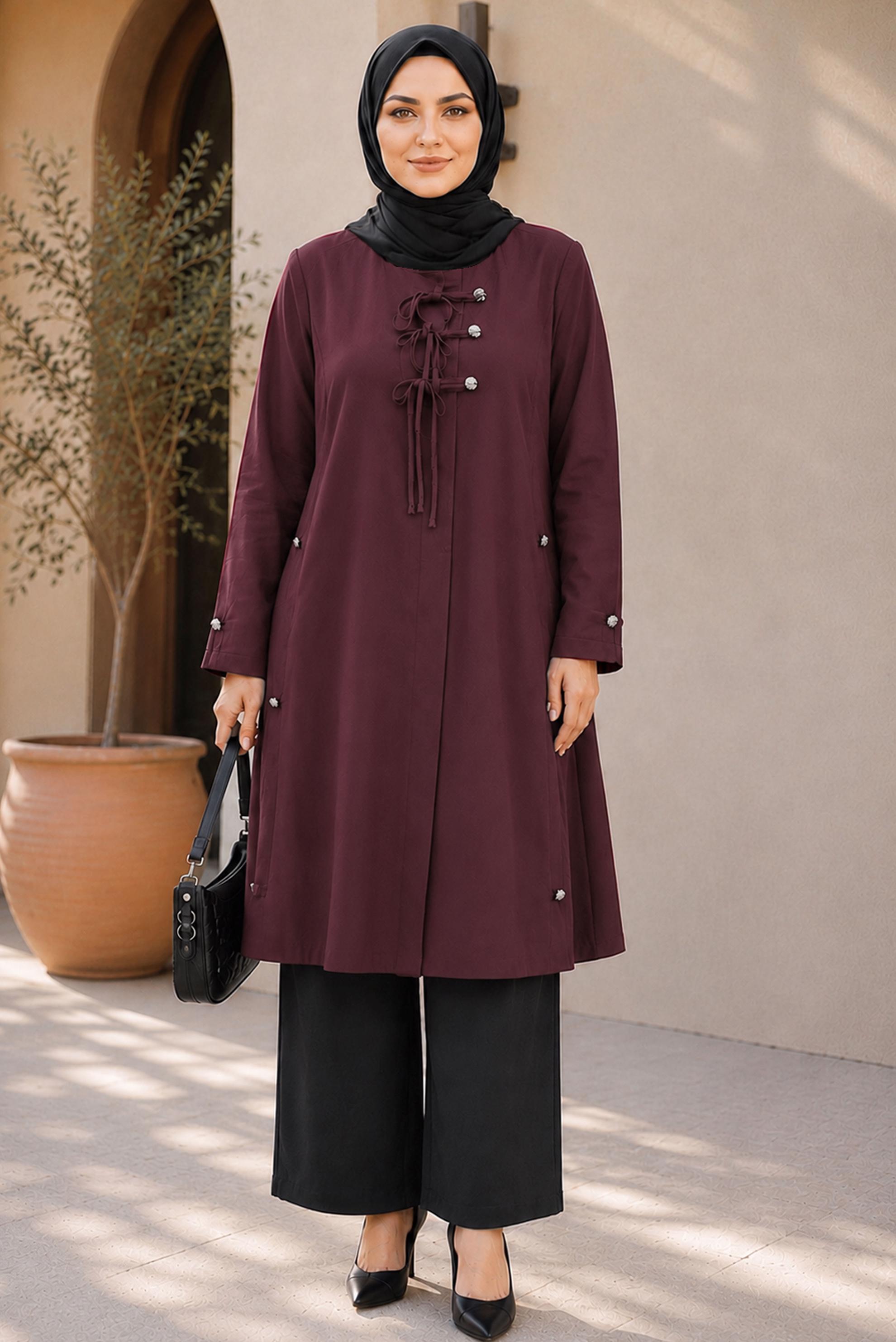 Vêtements hijab BEIGE VESTE NOUÉE GRANDE TAILLE 46675