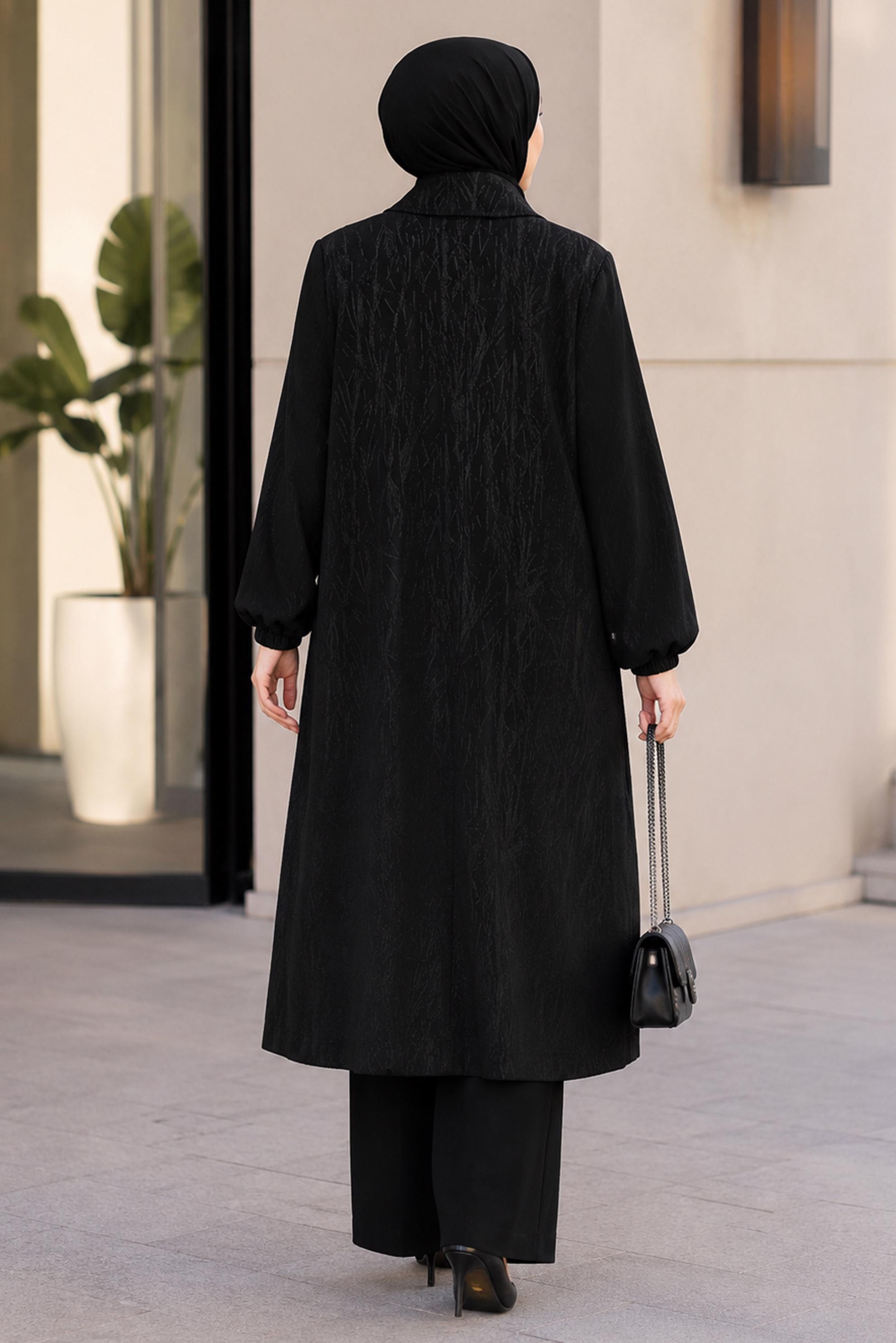 Vêtements hijab NOIR VESTE JACQUARD GRANDE TAILLE 46716