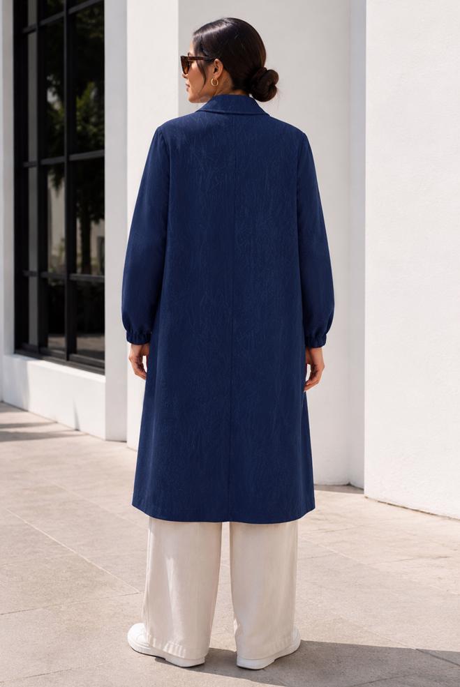 Vêtements hijab BLEU MARINE VESTE JACQUARD GRANDE TAILLE 46716 - ALVİNA
