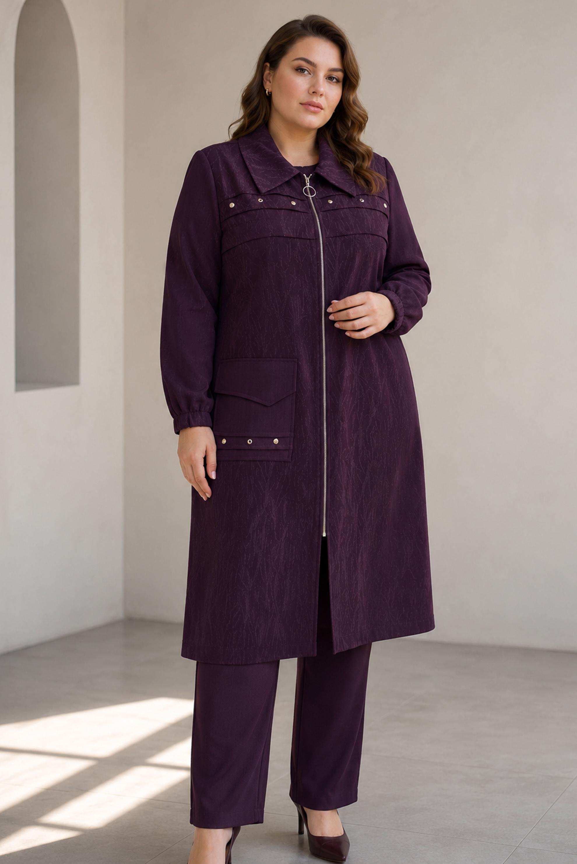 Vêtements hijab PRUNE VESTE JACQUARD GRANDE TAILLE 46716