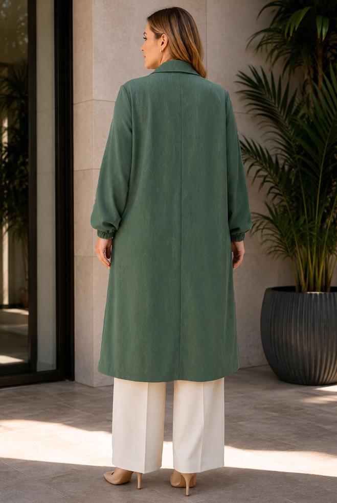 Vêtements hijab VERT VESTE JACQUARD GRANDE TAILLE 46716 - ALVİNA