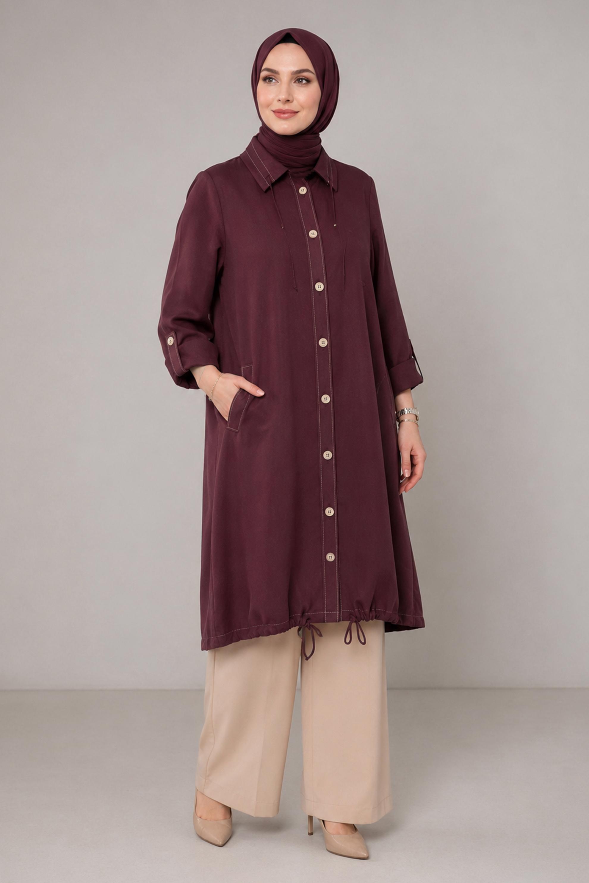 Vêtements hijab BRUN VESTE GRANDE TAILLE 46718