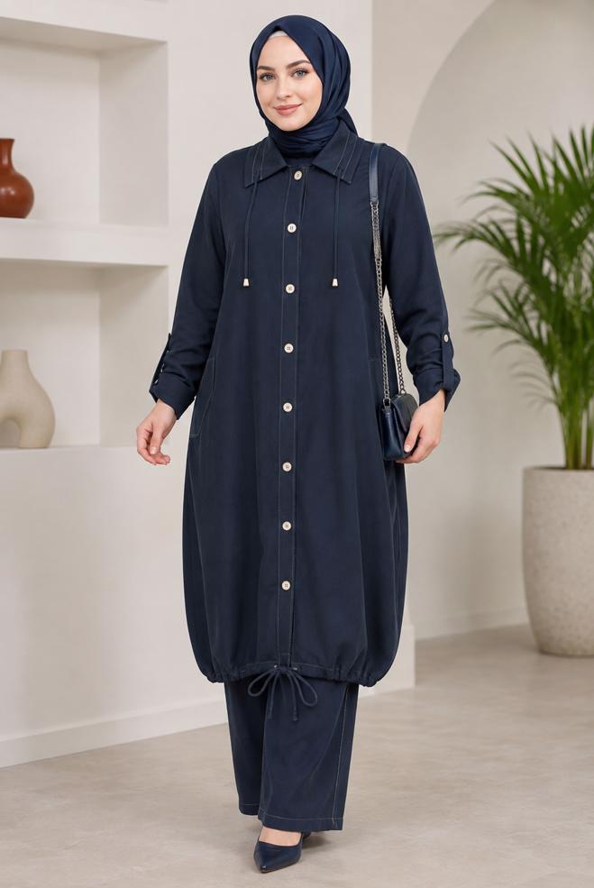 Vêtements hijab BLEU MARINE VESTE GRANDE TAILLE 46718 - ALVİNA