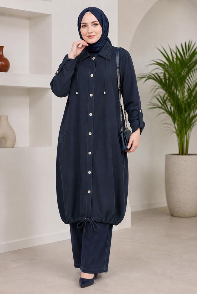 Vêtements hijab BLEU MARINE VESTE GRANDE TAILLE 46718 - ALVİNA