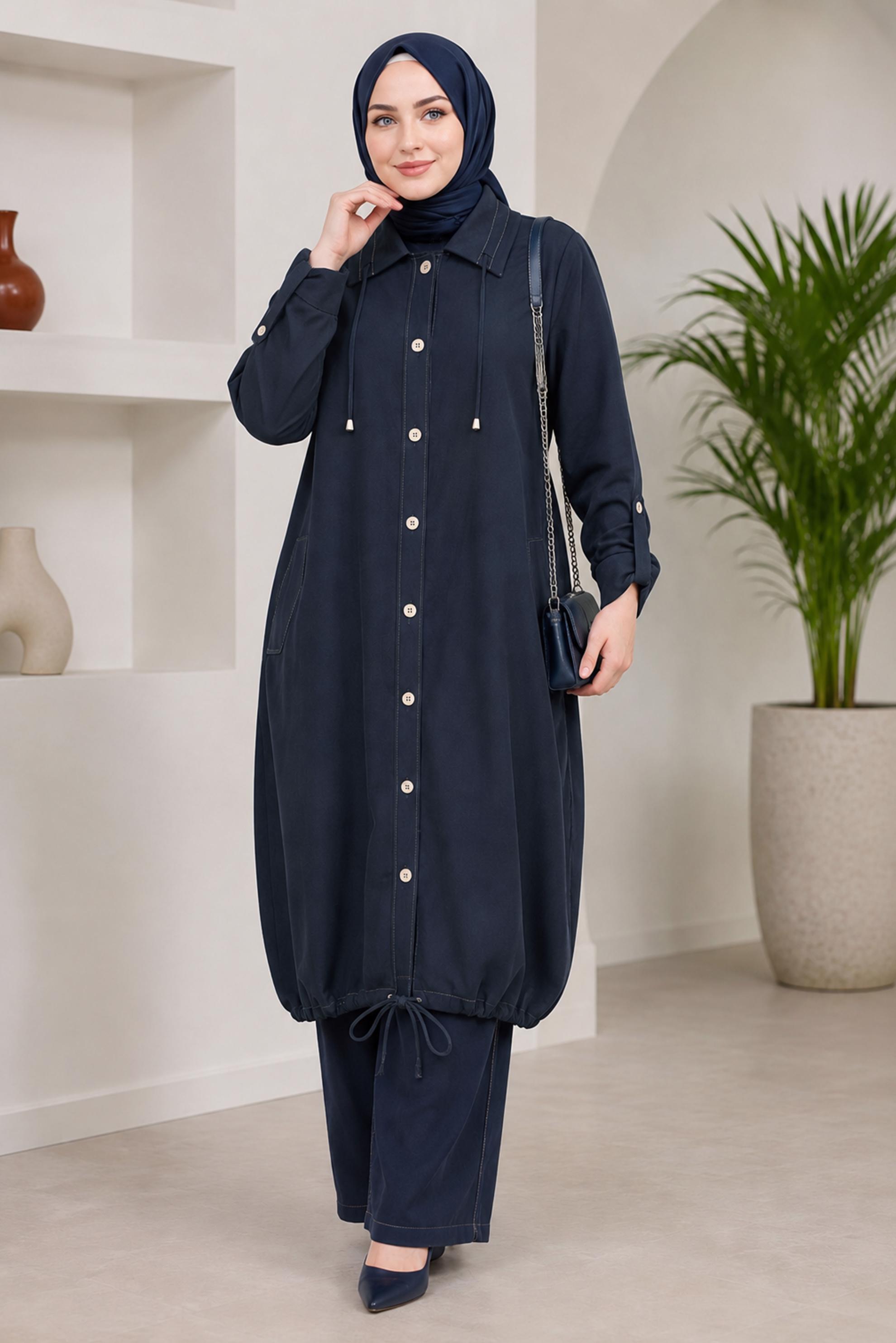 Vêtements hijab BLEU MARINE VESTE GRANDE TAILLE 46718