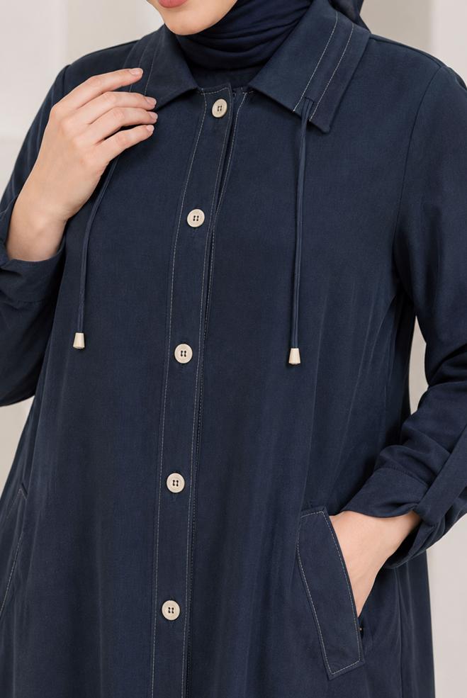 Vêtements hijab BLEU MARINE VESTE GRANDE TAILLE 46718 - ALVİNA