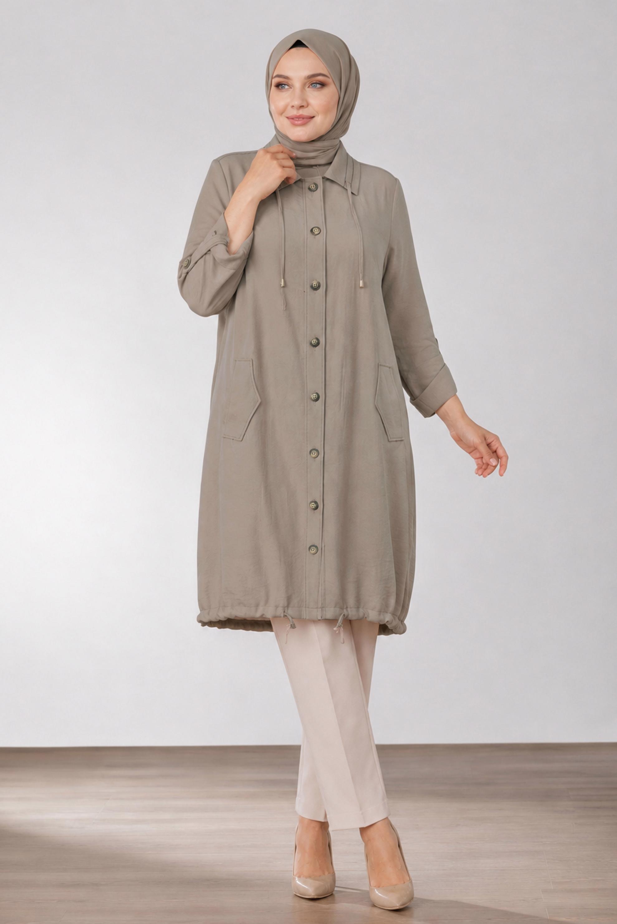 Vêtements hijab BRUN VESTE GRANDE TAILLE 46718