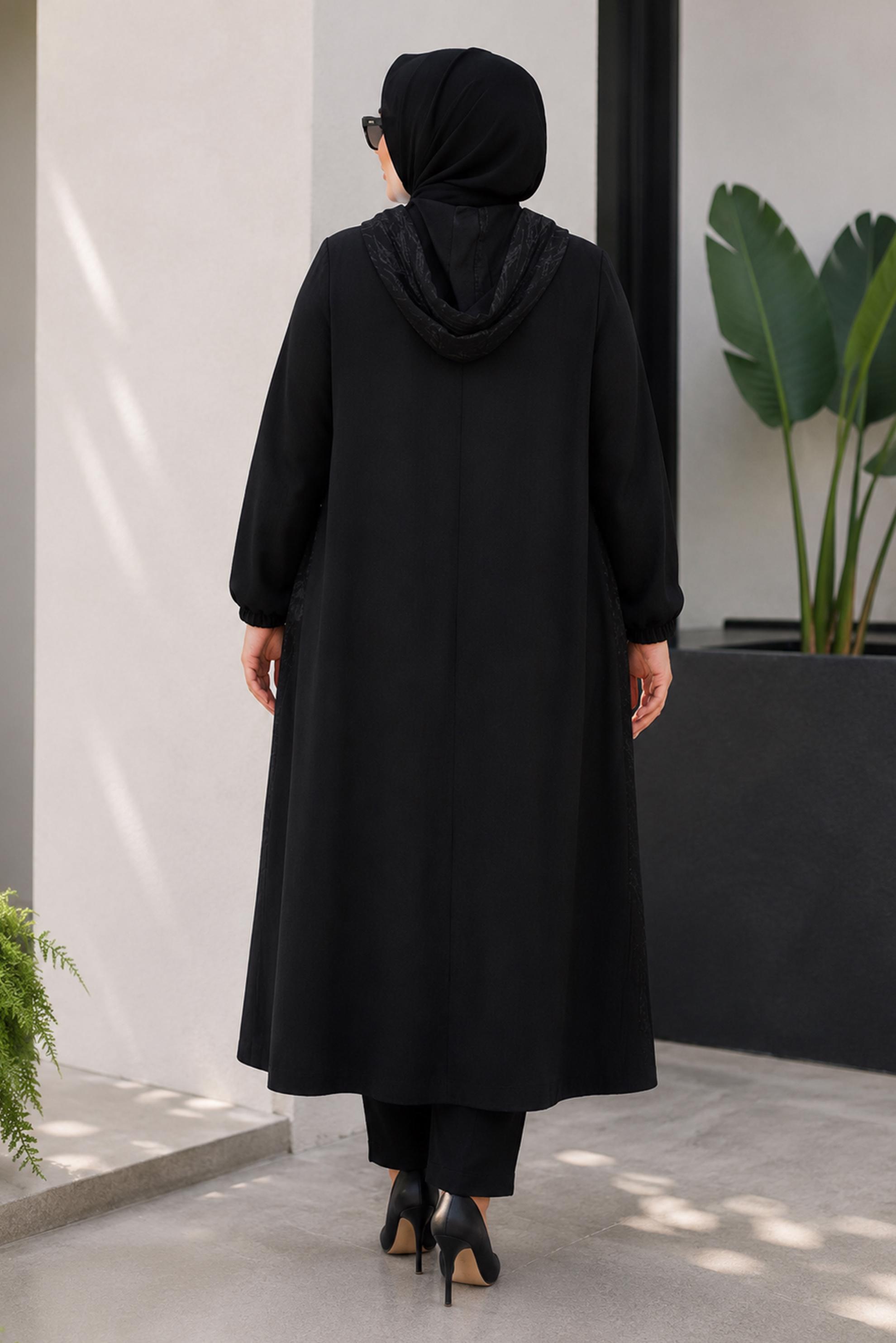 Vêtements hijab NOIR VESTE JACQUARD GRANDE TAILLE 46720