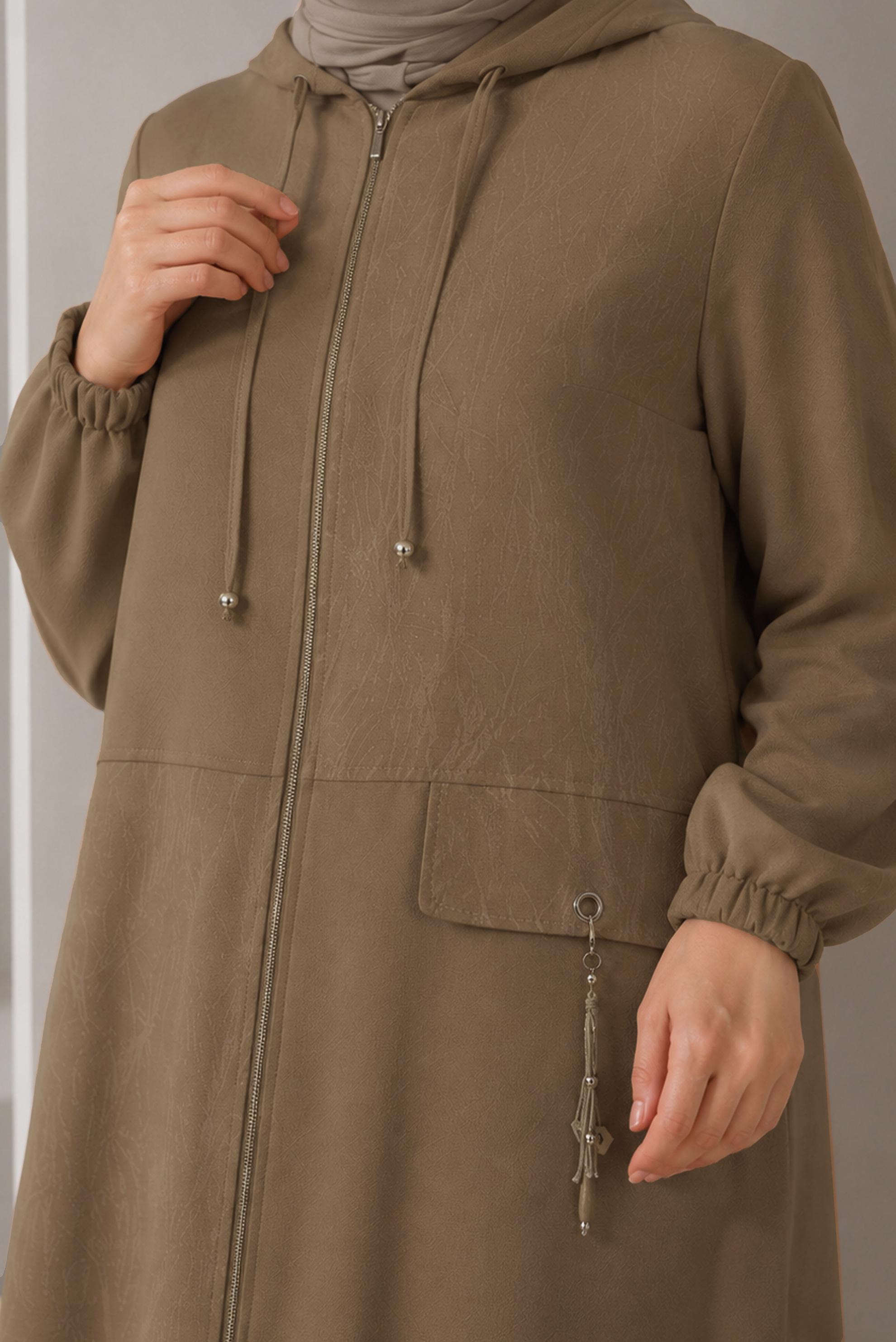 Vêtements hijab BRUN VESTE JACQUARD GRANDE TAILLE 46720