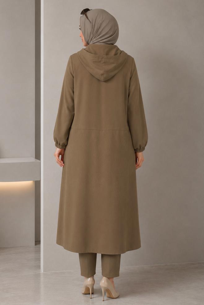 Vêtements hijab BRUN VESTE JACQUARD GRANDE TAILLE 46720 - ALVİNA