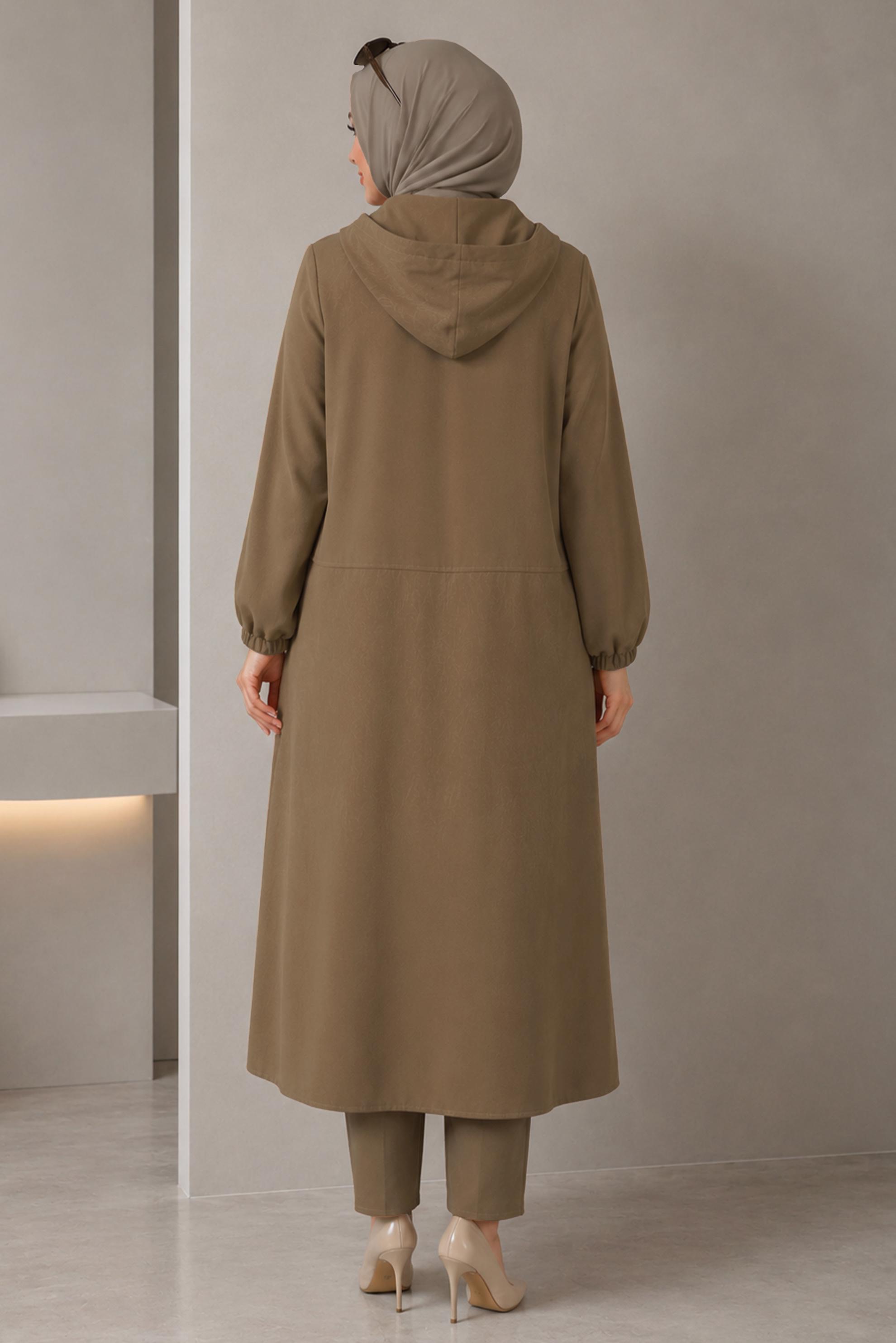 Vêtements hijab BRUN VESTE JACQUARD GRANDE TAILLE 46720