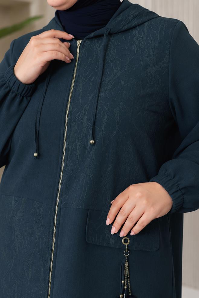 Vêtements hijab BRUN VESTE JACQUARD GRANDE TAILLE 46720 - ALVİNA