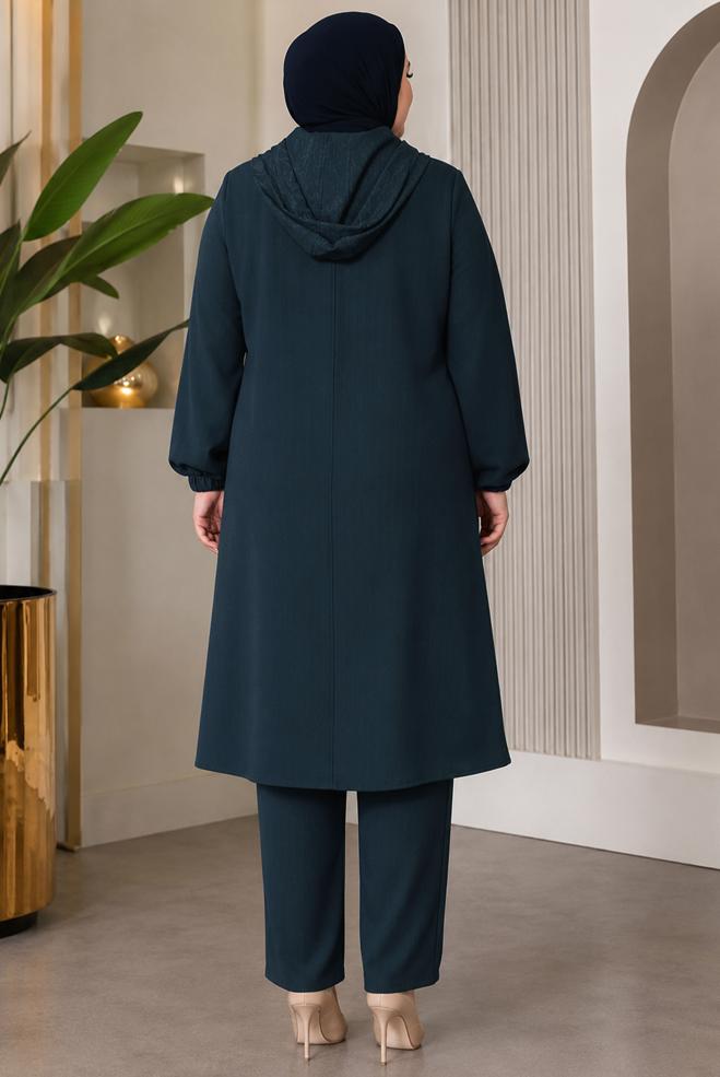 Vêtements hijab BRUN VESTE JACQUARD GRANDE TAILLE 46720 - ALVİNA