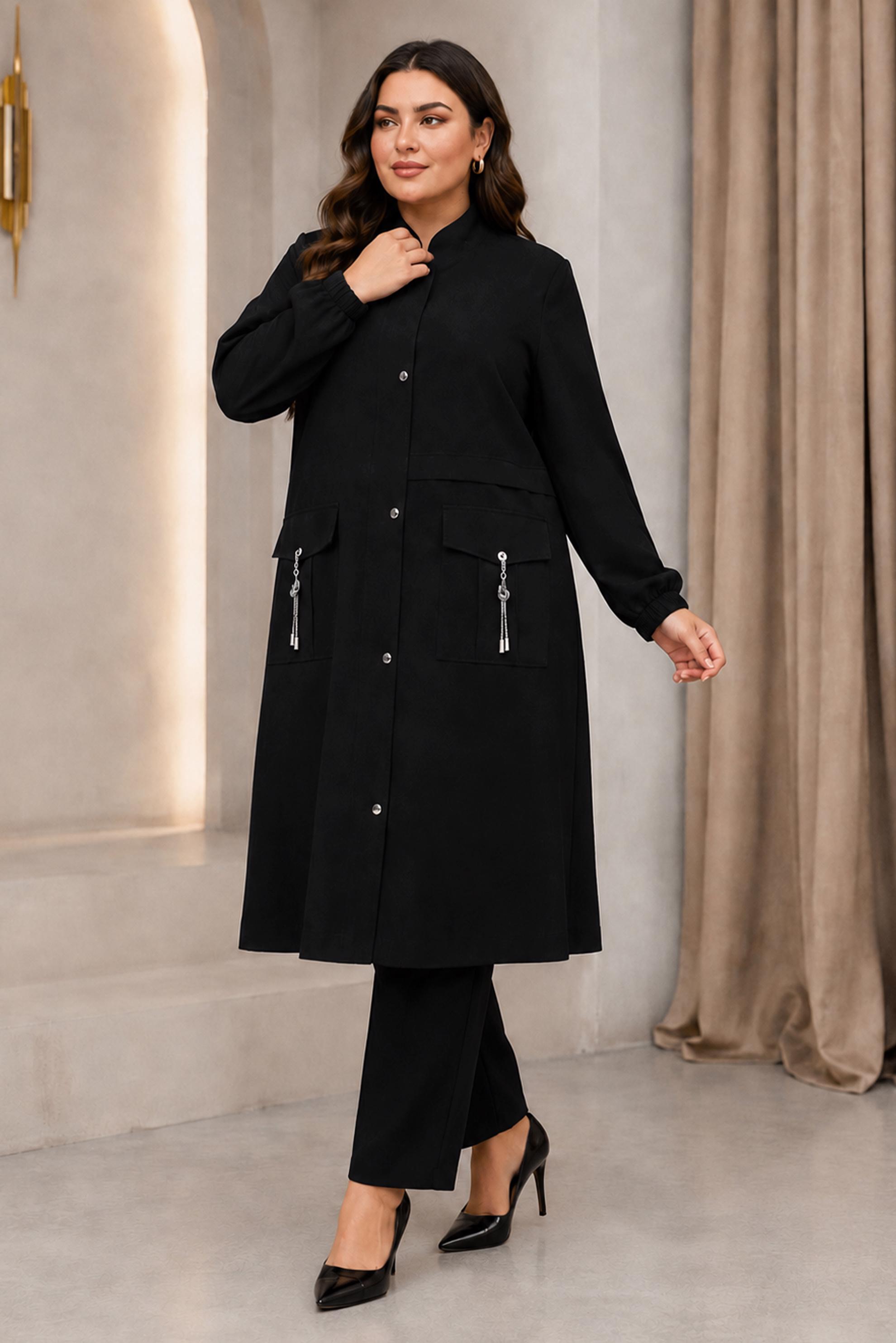Vêtements hijab NOIR VESTE À COL MANDARIN 46721