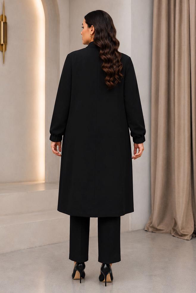Vêtements hijab NOIR VESTE À COL MANDARIN 46721 - ALVİNA