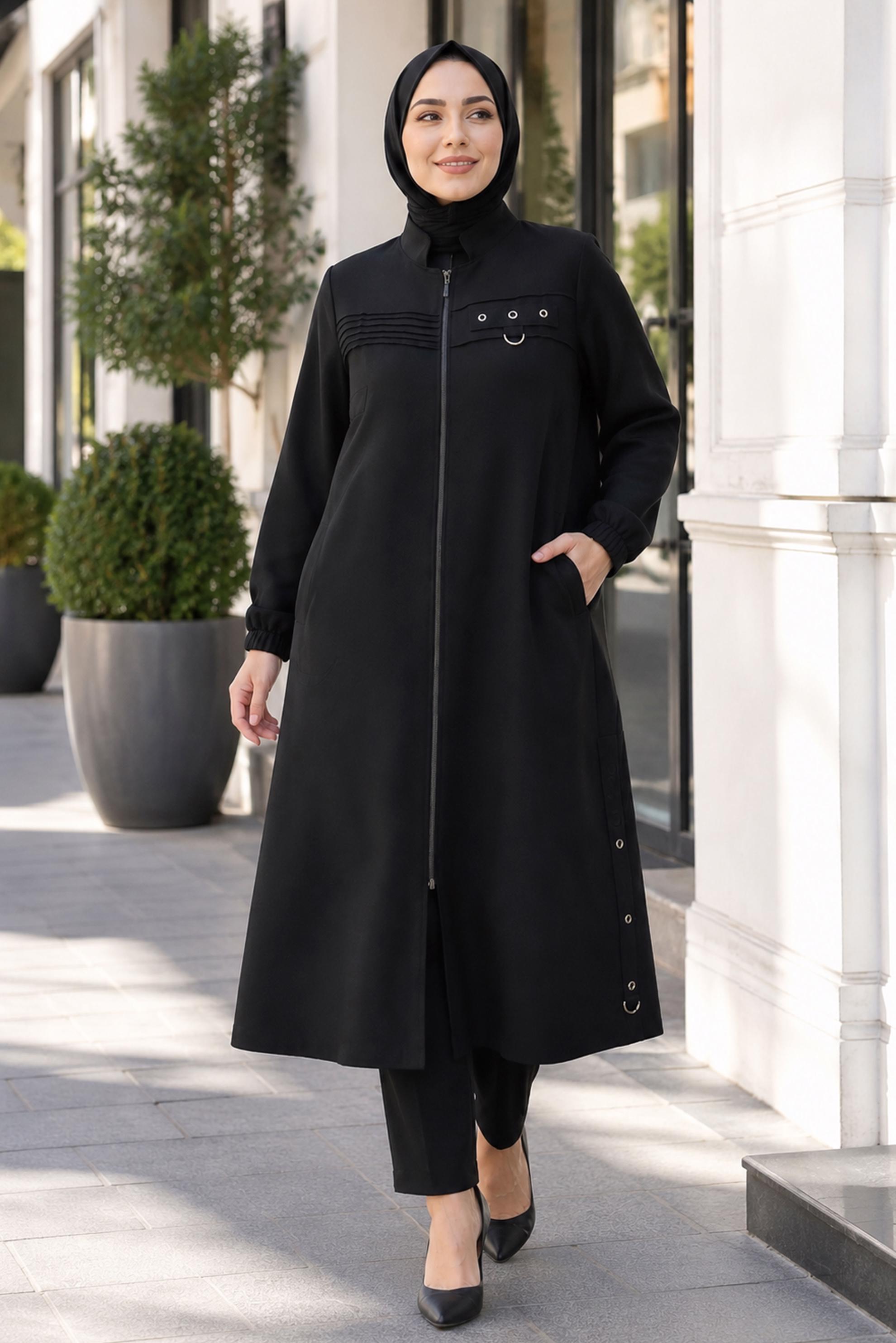 Vêtements hijab NOIR VESTE À COL MANDARIN 46761