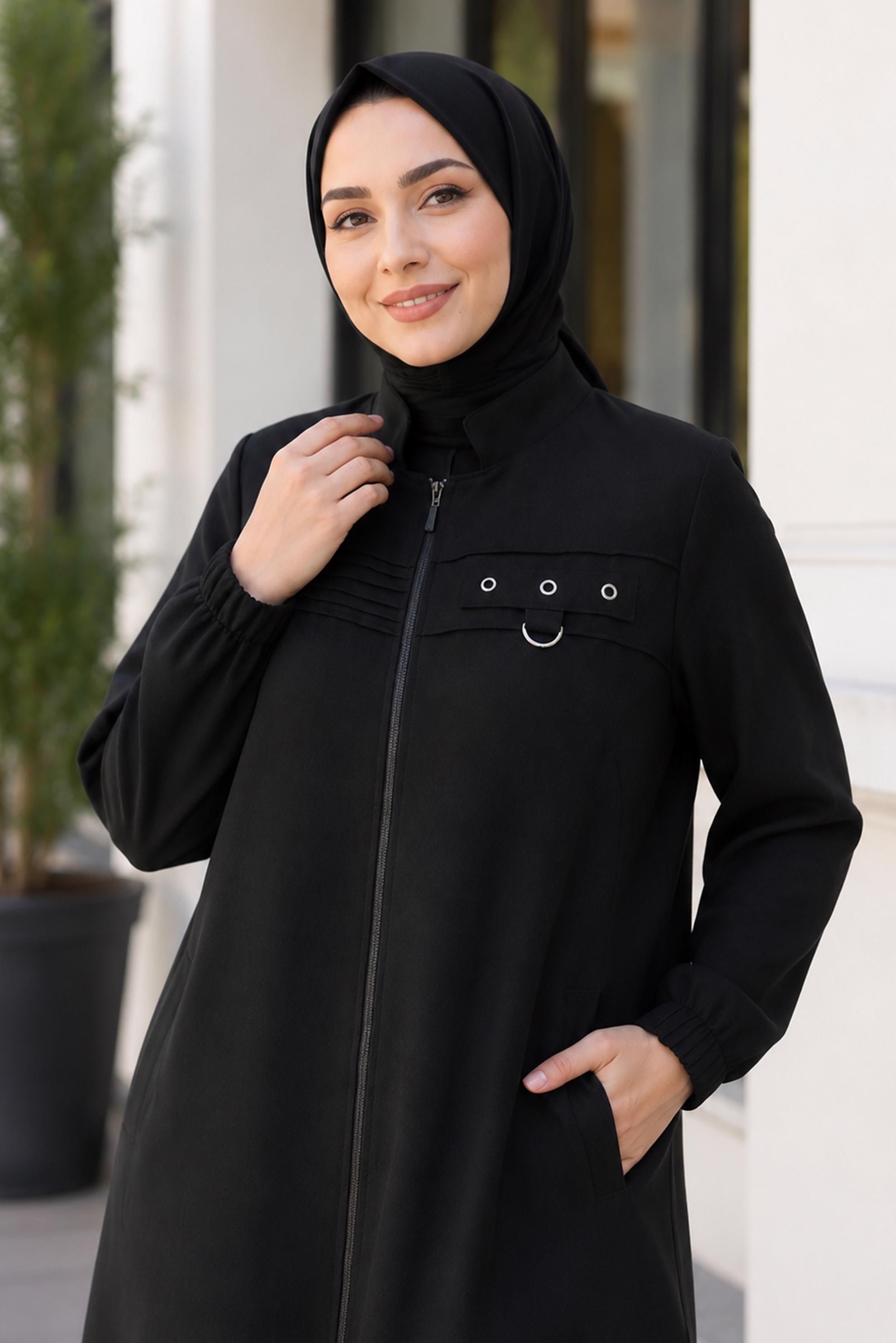 Vêtements hijab NOIR VESTE À COL MANDARIN 46761