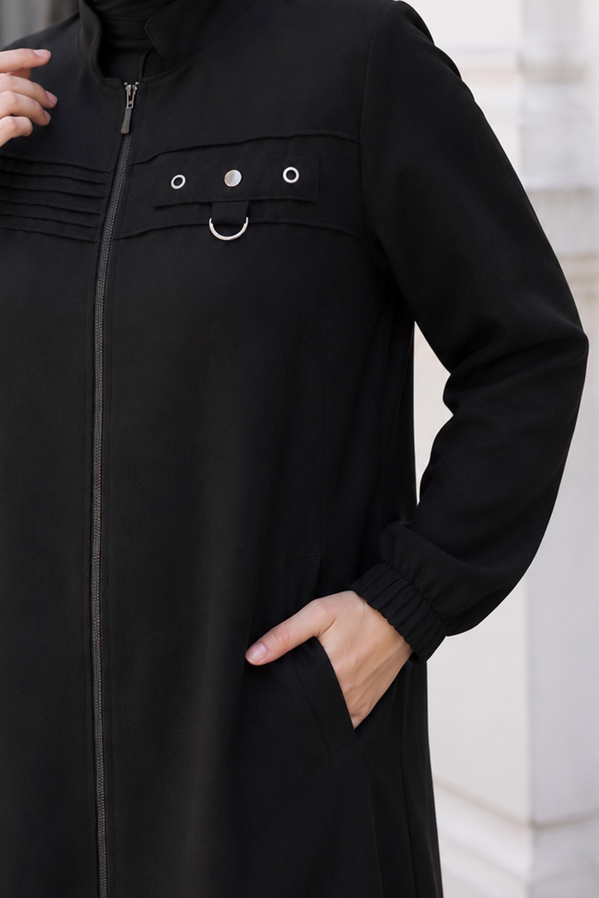Vêtements hijab NOIR VESTE À COL MANDARIN 46761