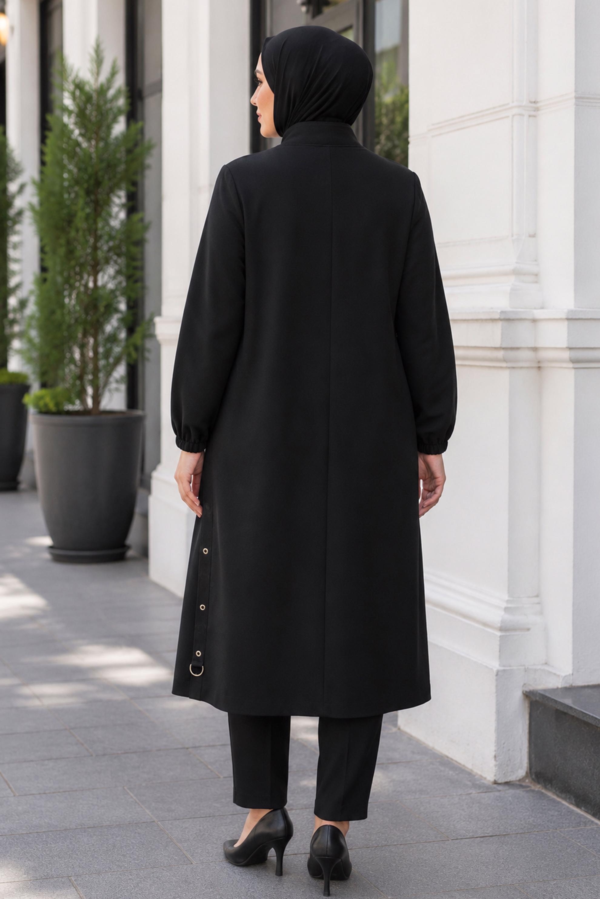 Vêtements hijab NOIR VESTE À COL MANDARIN 46761