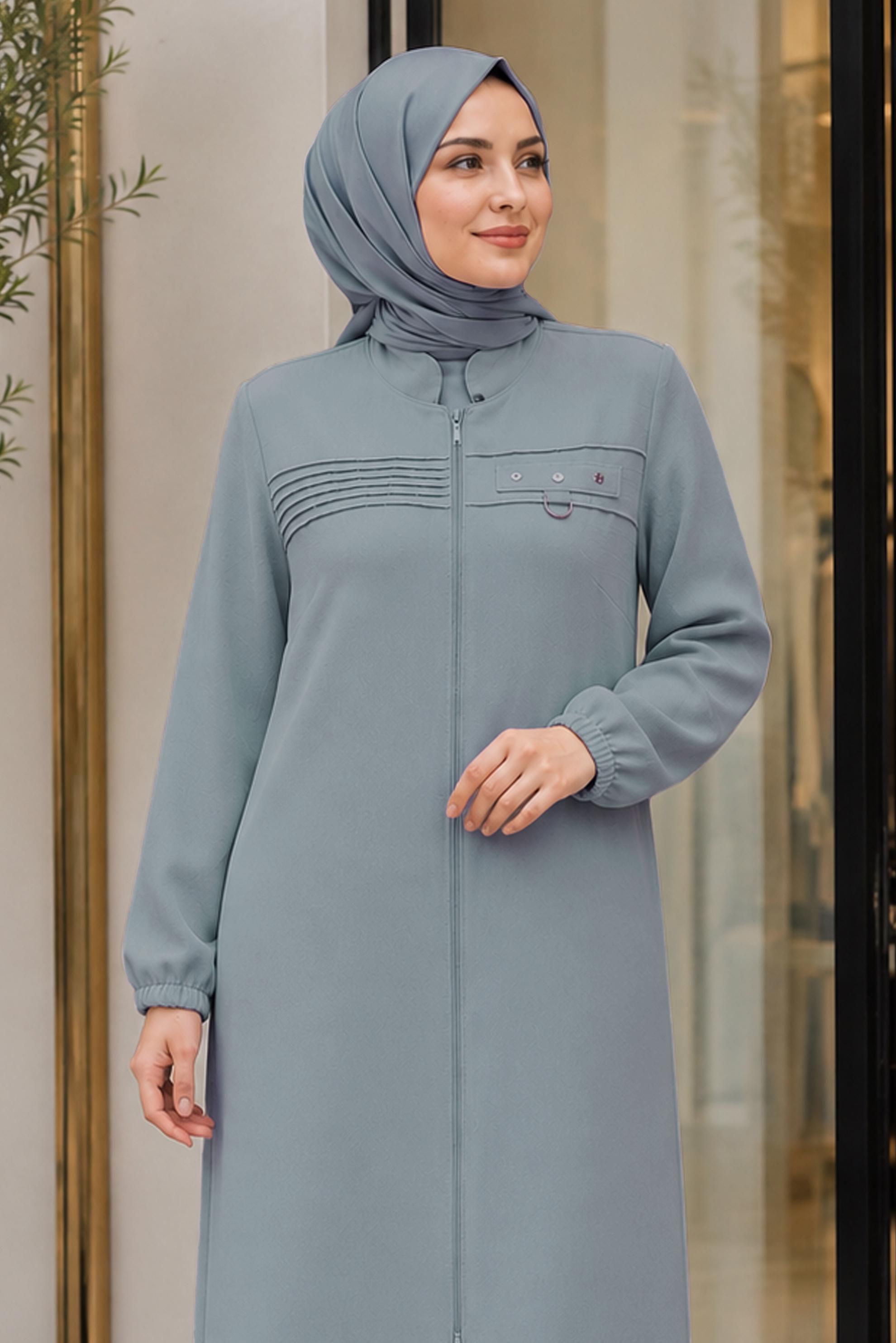Vêtements hijab GRIS VESTE À COL MANDARIN 46761