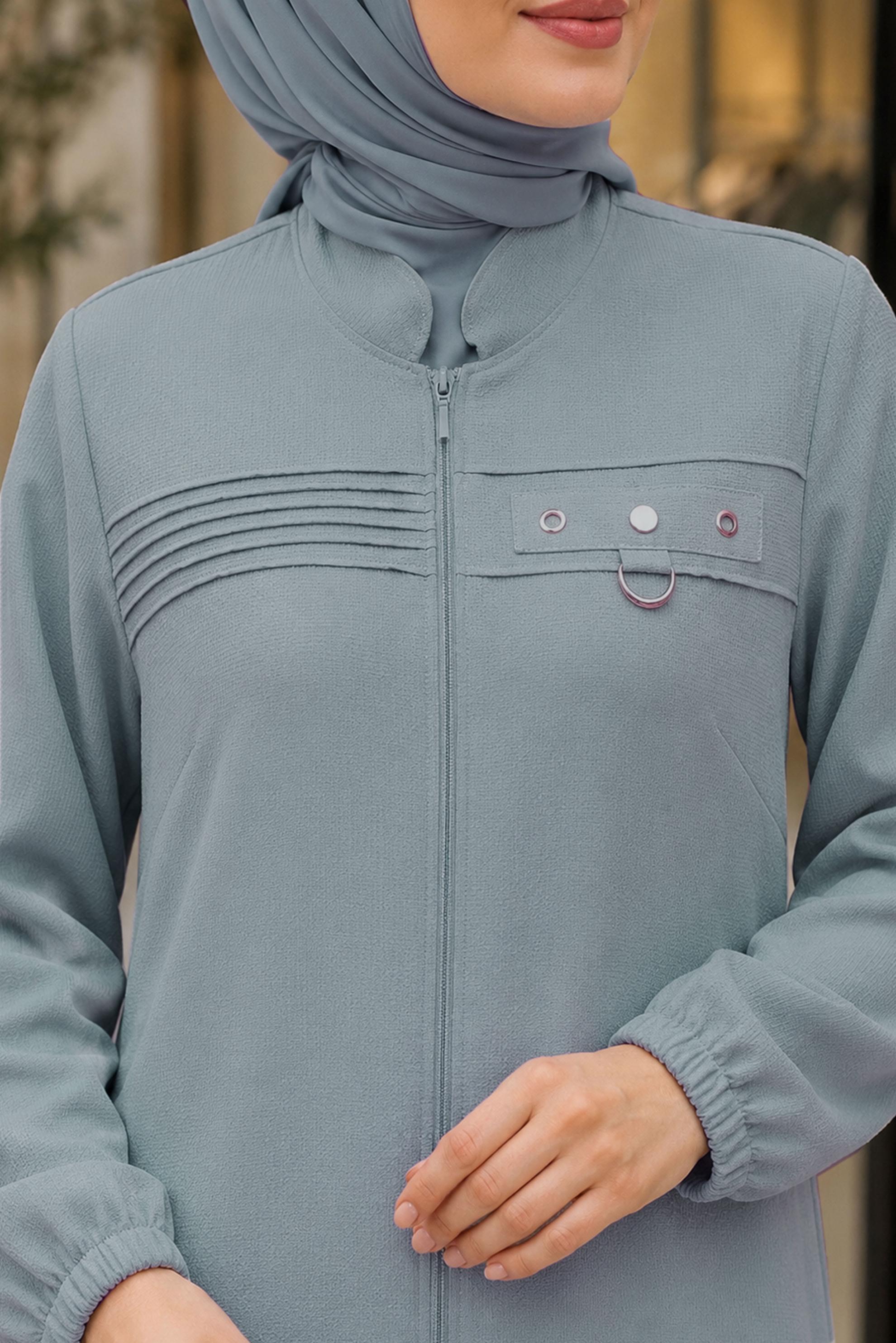 Vêtements hijab GRIS VESTE À COL MANDARIN 46761