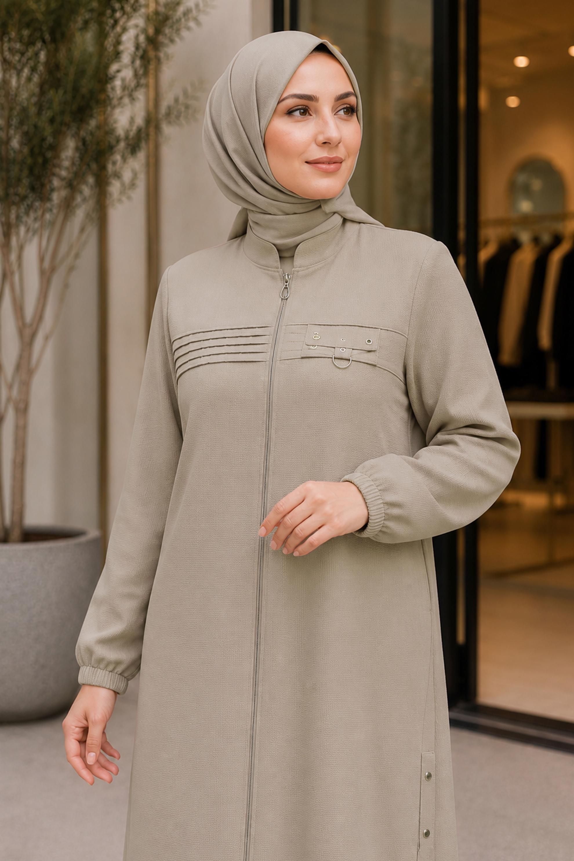 Vêtements hijab BEIGE VESTE À COL MANDARIN 46761