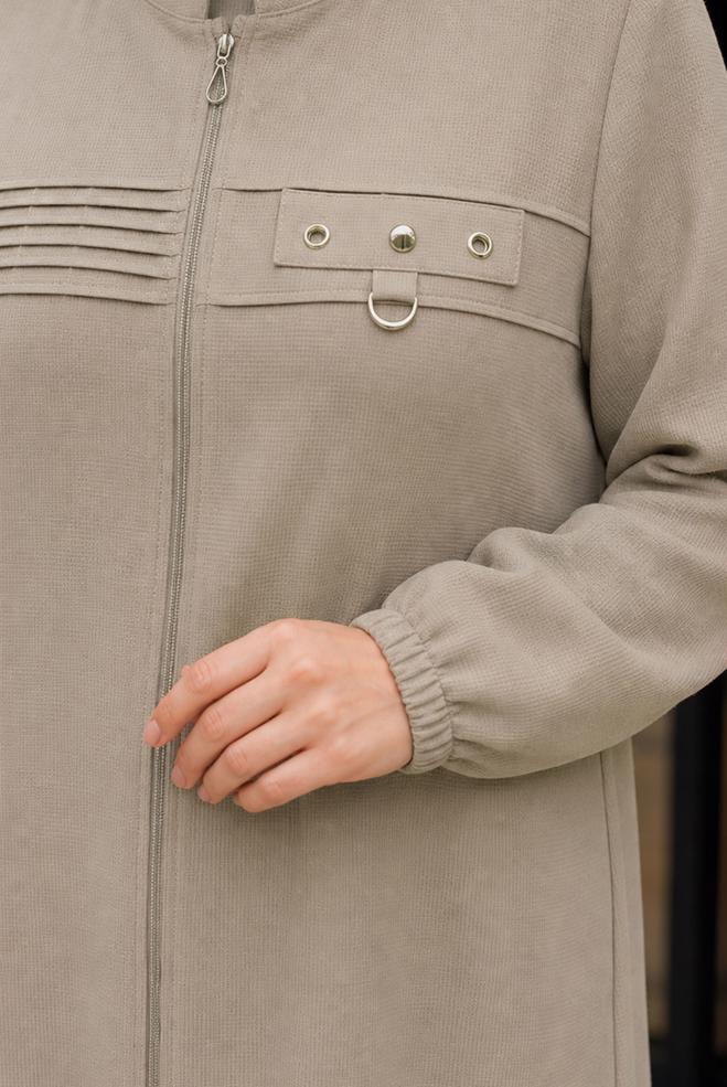 Vêtements hijab BEIGE VESTE À COL MANDARIN 46761 - ALVİNA