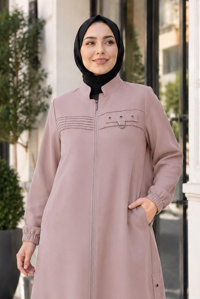 Vêtements hijab POUDRE VESTE À COL MANDARIN 46761 - ALVİNA