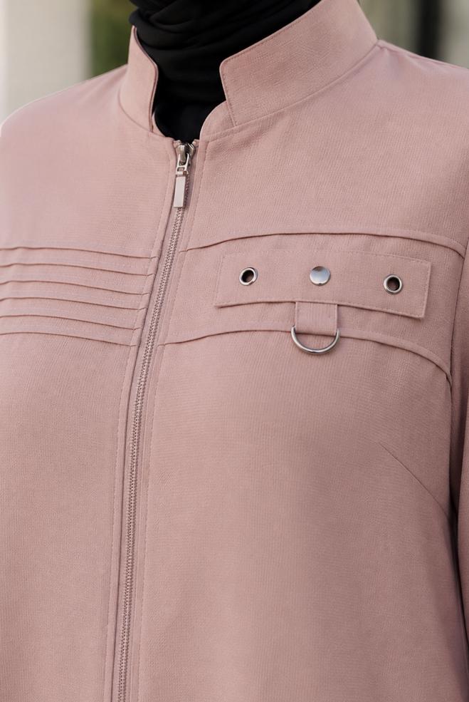 Vêtements hijab POUDRE VESTE À COL MANDARIN 46761 - ALVİNA