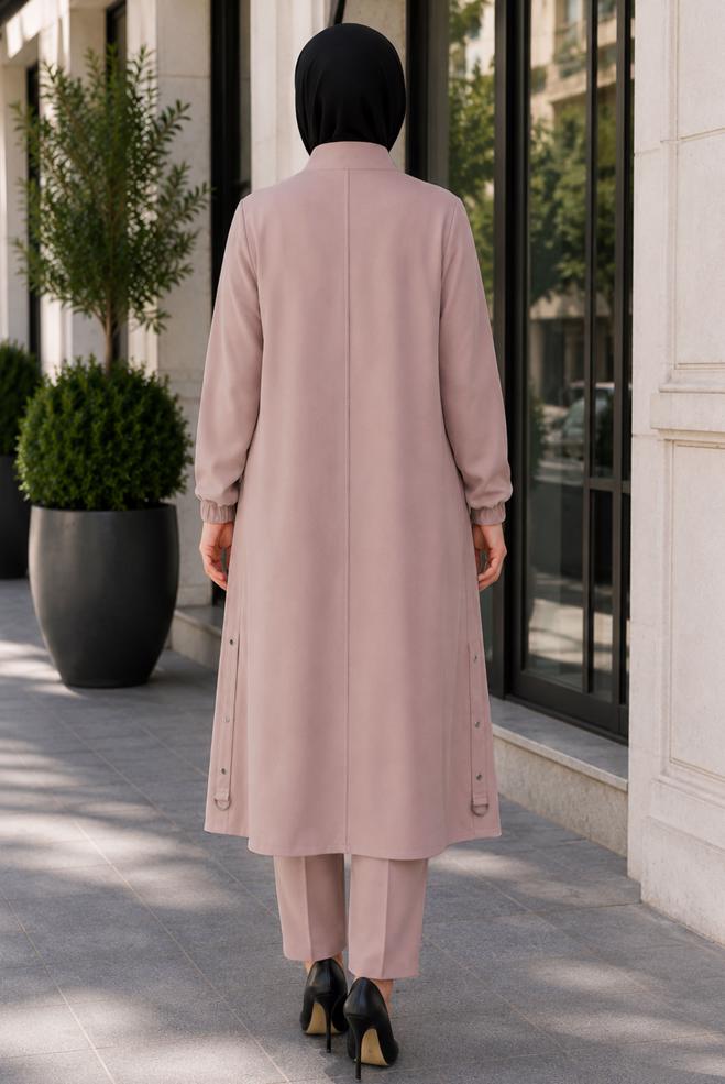 Vêtements hijab POUDRE VESTE À COL MANDARIN 46761 - ALVİNA