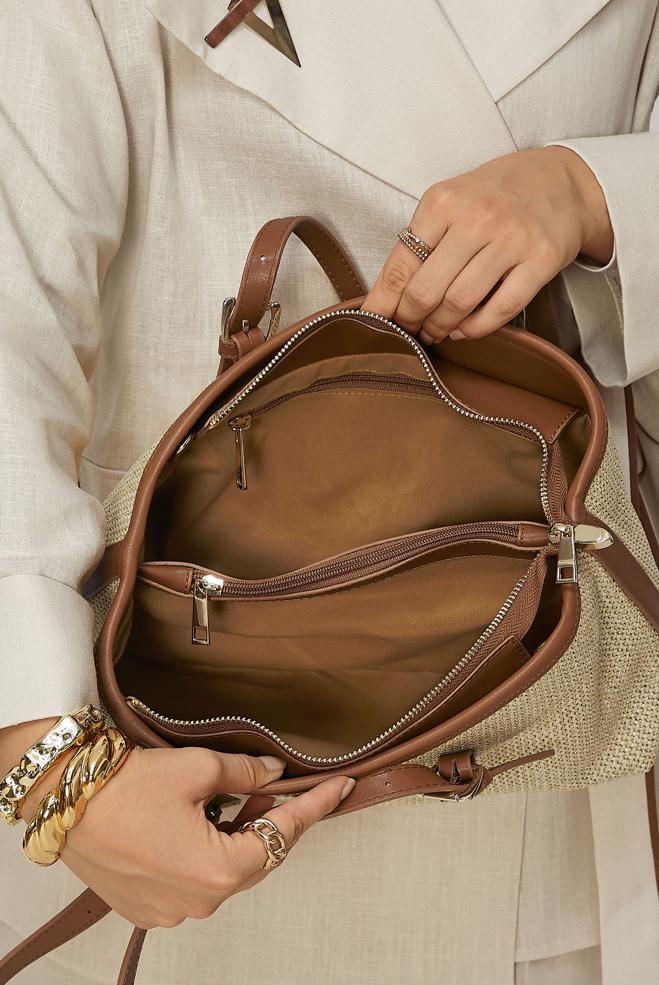 Vêtements hijab ÉCRUE ALVINA SAC BAGUETTE EN OSIER 1617 - ALVİNA