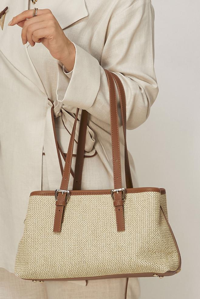 Vêtements hijab ÉCRUE ALVINA SAC BAGUETTE EN OSIER 1617 - ALVİNA