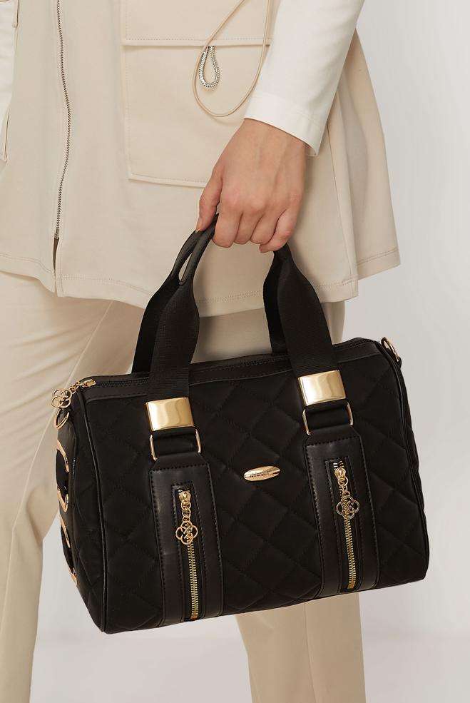 Tesettür giyim SİYAH ALVİNA KAPİTONE DESENLİ ÇANTA 2197 - ALVİNA